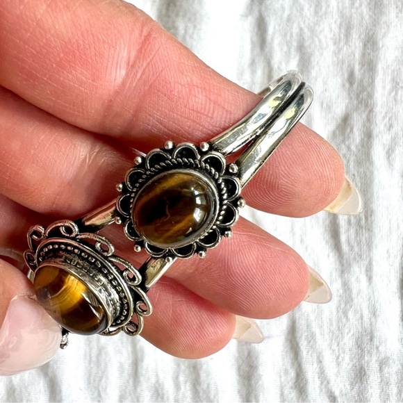925 Silver Tiger’s Eye🐯👁️Adjustable Cuff Bracelet - Picture 4 of 7